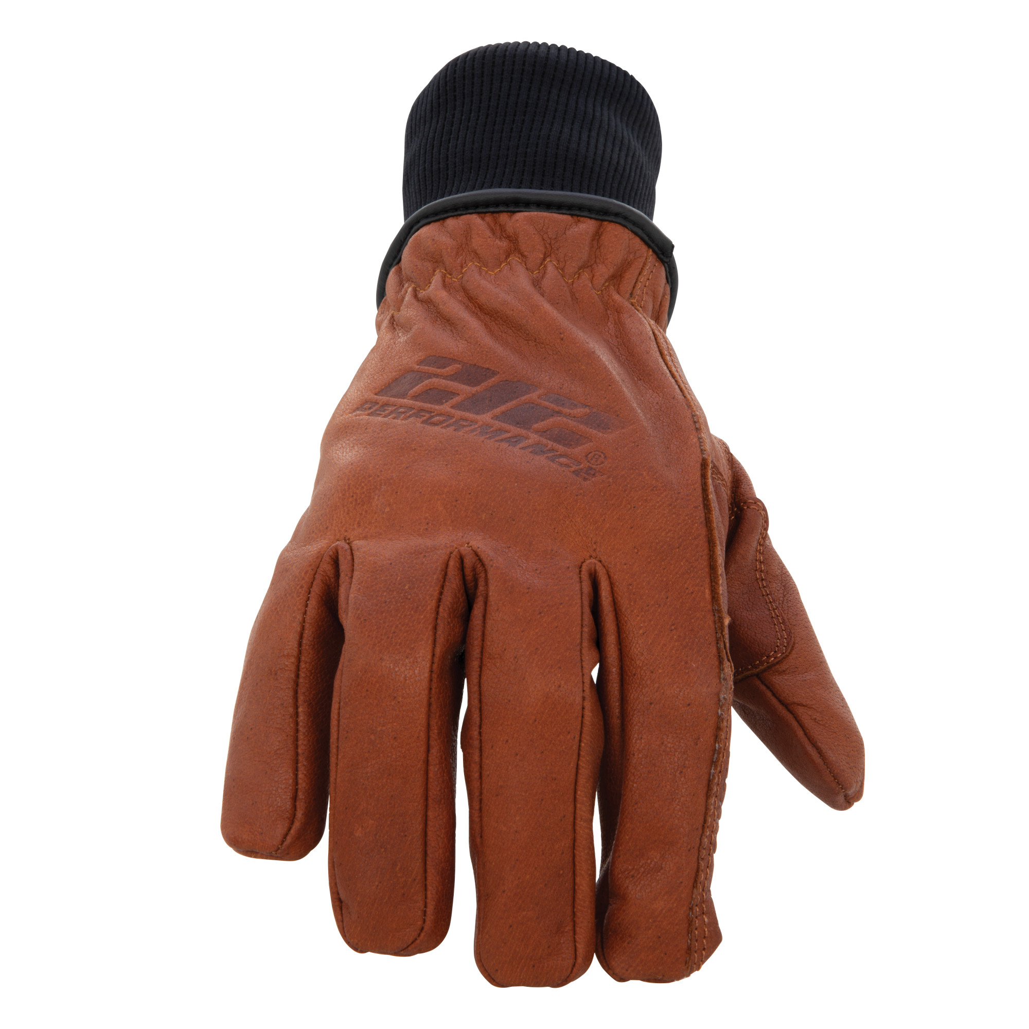 212 Performance Waterproof Fleece Lined Buffalo Leather Driver Winter Work Glove with Rib Knit Cuff in Russet Brown, 3X-Large - Image 3