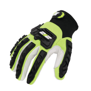 Impact Level 2 and A5 Cut Resistant Buffalo Leather Protective Work Gloves in Hi-Viz Yellow