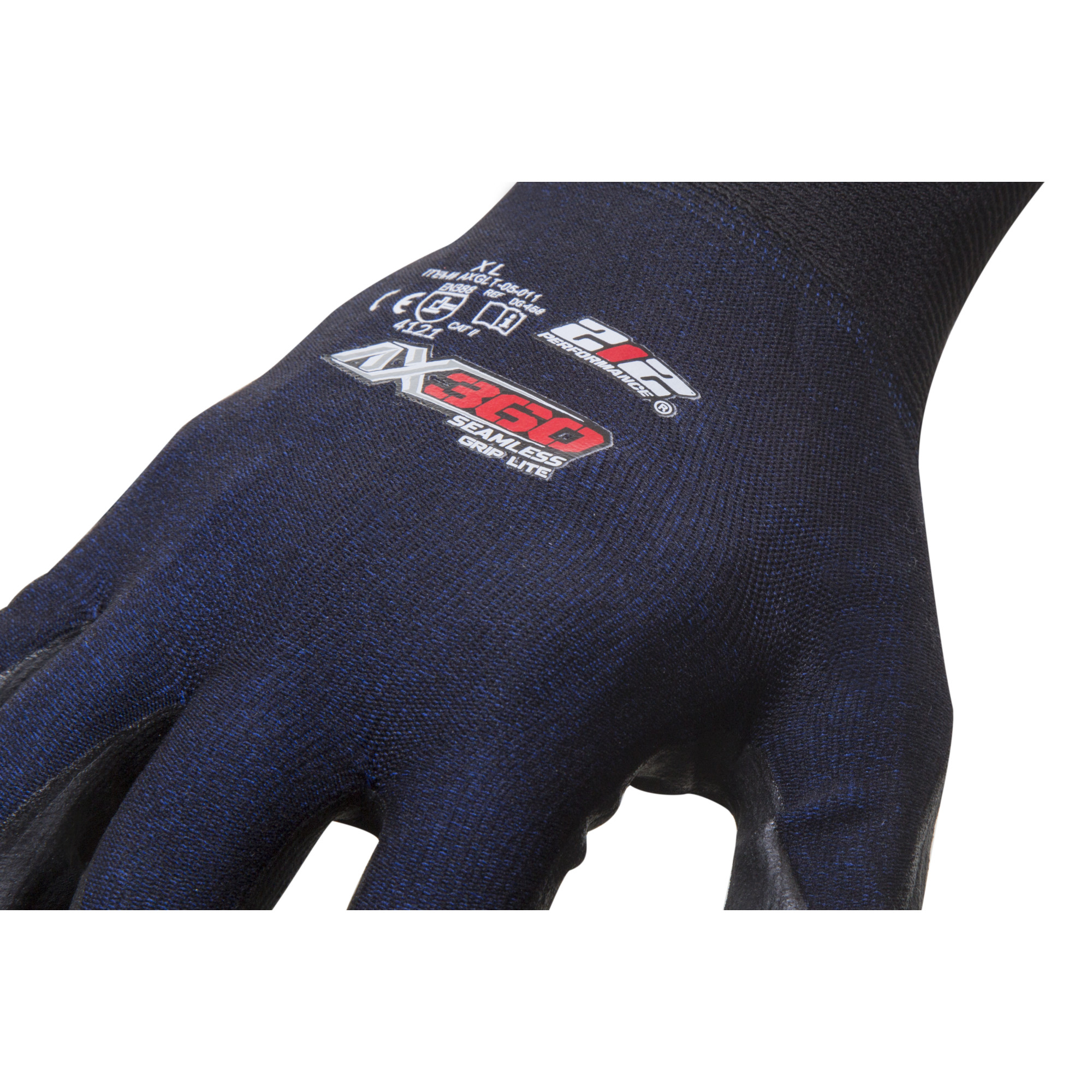 212 Performance AX360 Grip Lite Nitrile-dipped Work Gloves in Black and Blue, 12-Pair Bulk Pack, Medium - Image 4
