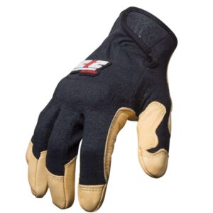 Fire Resistant Premium Leather Fabricator Gloves in Black and Tan